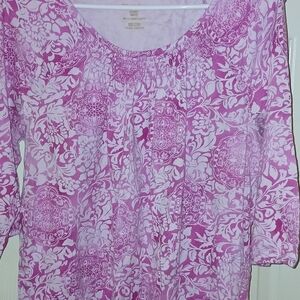 Pink floral design top with embellishments 1x